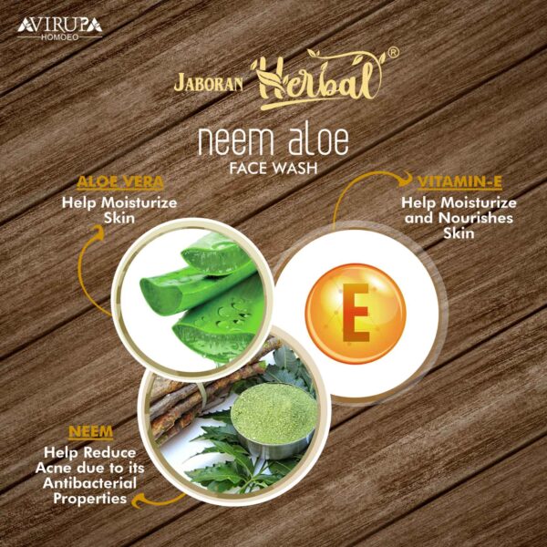 Jaboran Herbal Neem Aloe Face Wash for Acne and Pimples with Neem & Aloe Vera - Image 3